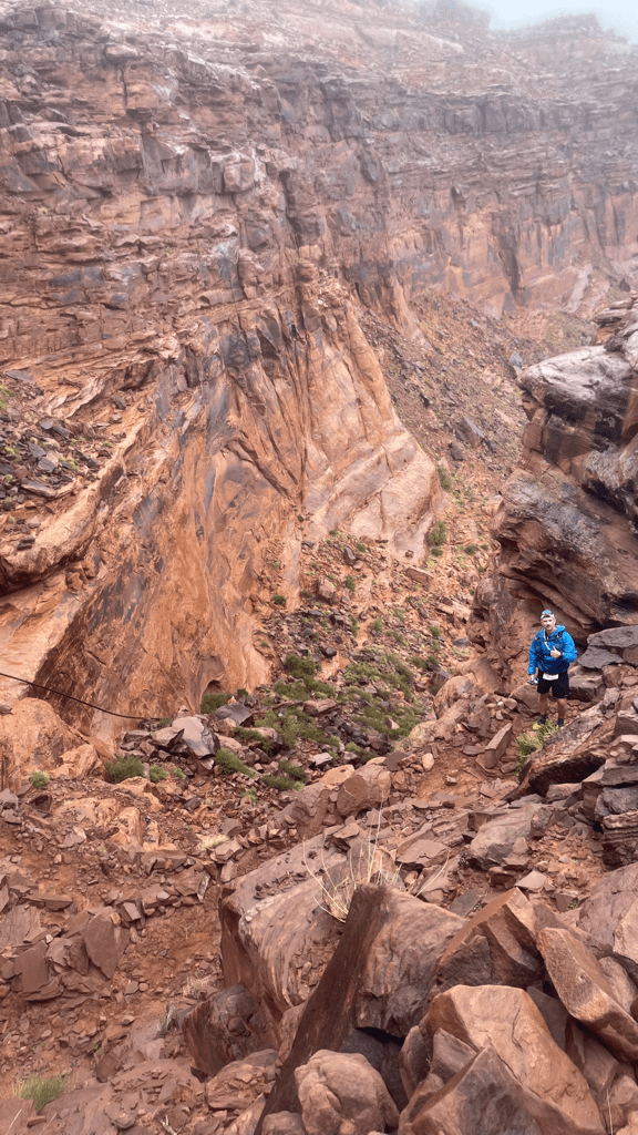 Looking down at Scott on Jacobs Ladder